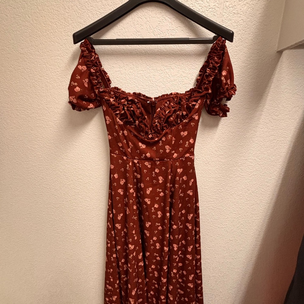 House of CB Red Floral Midi Dress